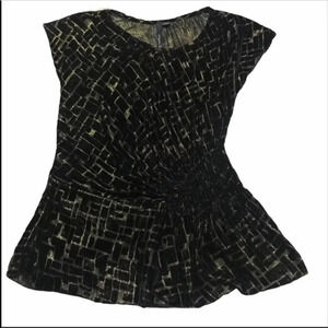 Aryn K Black & Gold Ruched Blouse Size Small